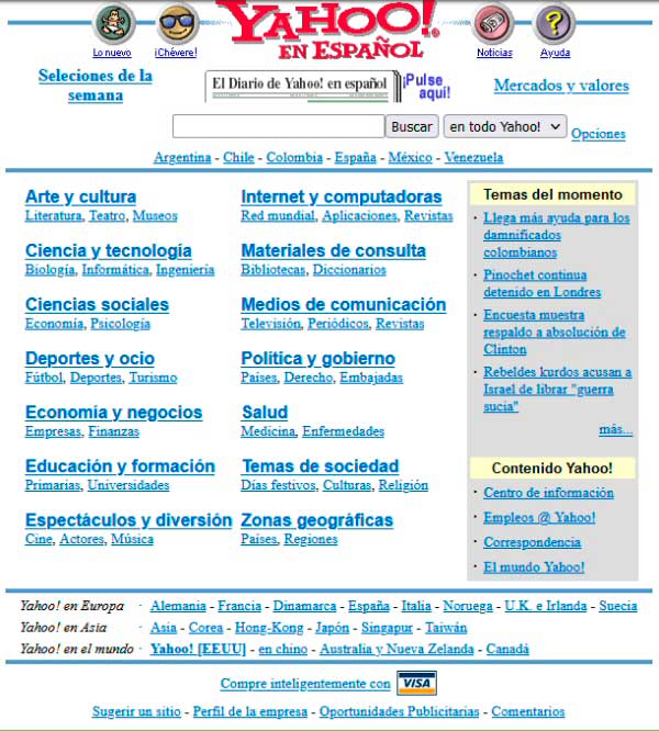 Buscador Directorio Yahoo en español