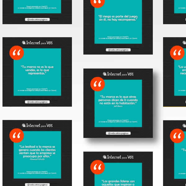imagen con múltiples posts de frases cuadradas para branding Internet para vos