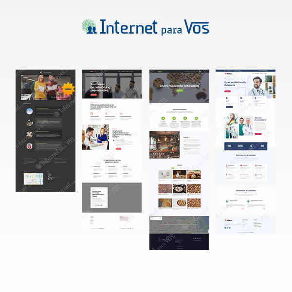 vista en miniatura de algunas plantillas del plan diseño sitio web básico