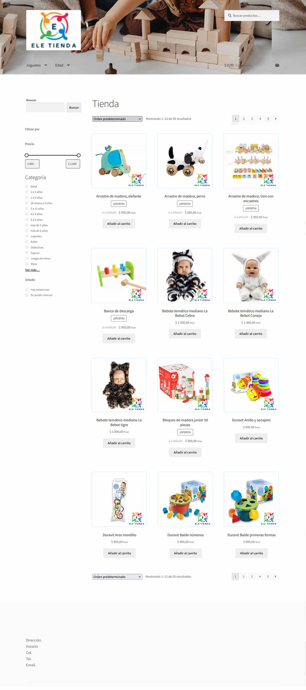 plantilla 2 plan diseño tienda on-line en WordPress/WooCommerce juguetería